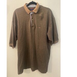 Vintage Bugle Boy Classics Polo Shirt Mens XL Brown Short Sleeve Cotton Pique